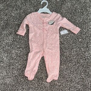 Light Pink Footies One Piece with Long Sleeves and Button Closure